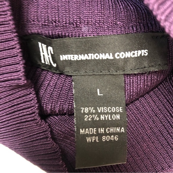INC International Concepts Purple Ribbed Mock Neck Puff Sleeve Size L NWT - Picture 4 of 7